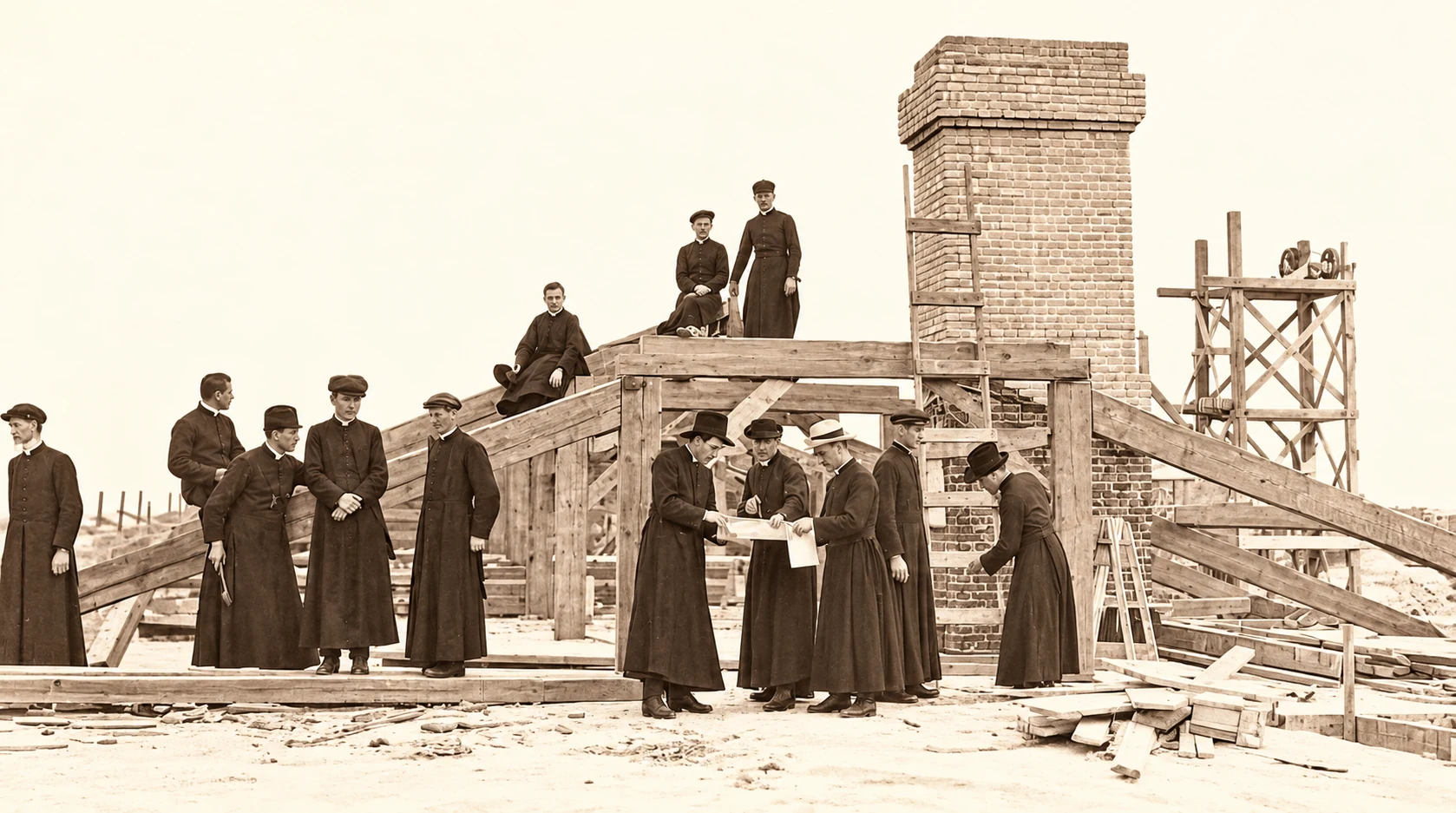 El colegio en construcción en 1917