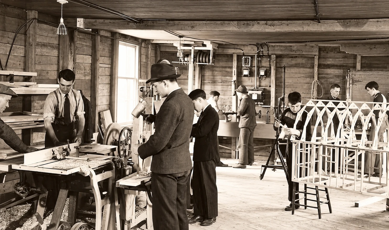 Escuela industrial en 1942